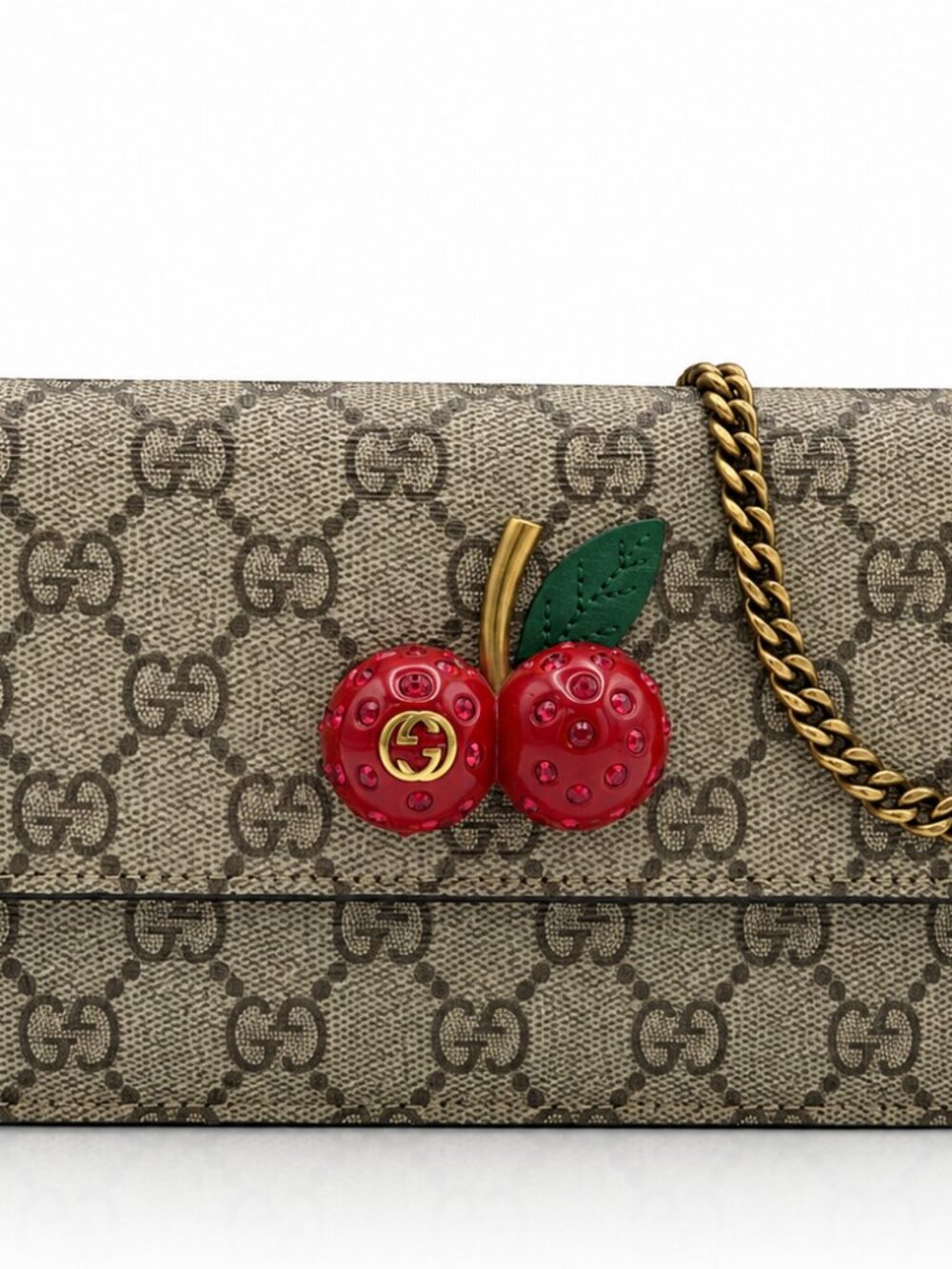 Gucci GG Supreme Mini Cherry Chain Bag (Pre-Owned)